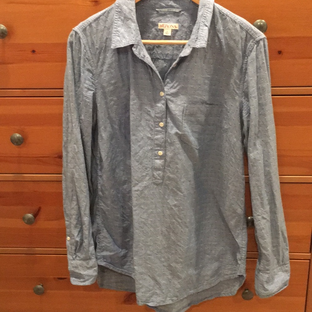 Long sleeve chambray tunic
